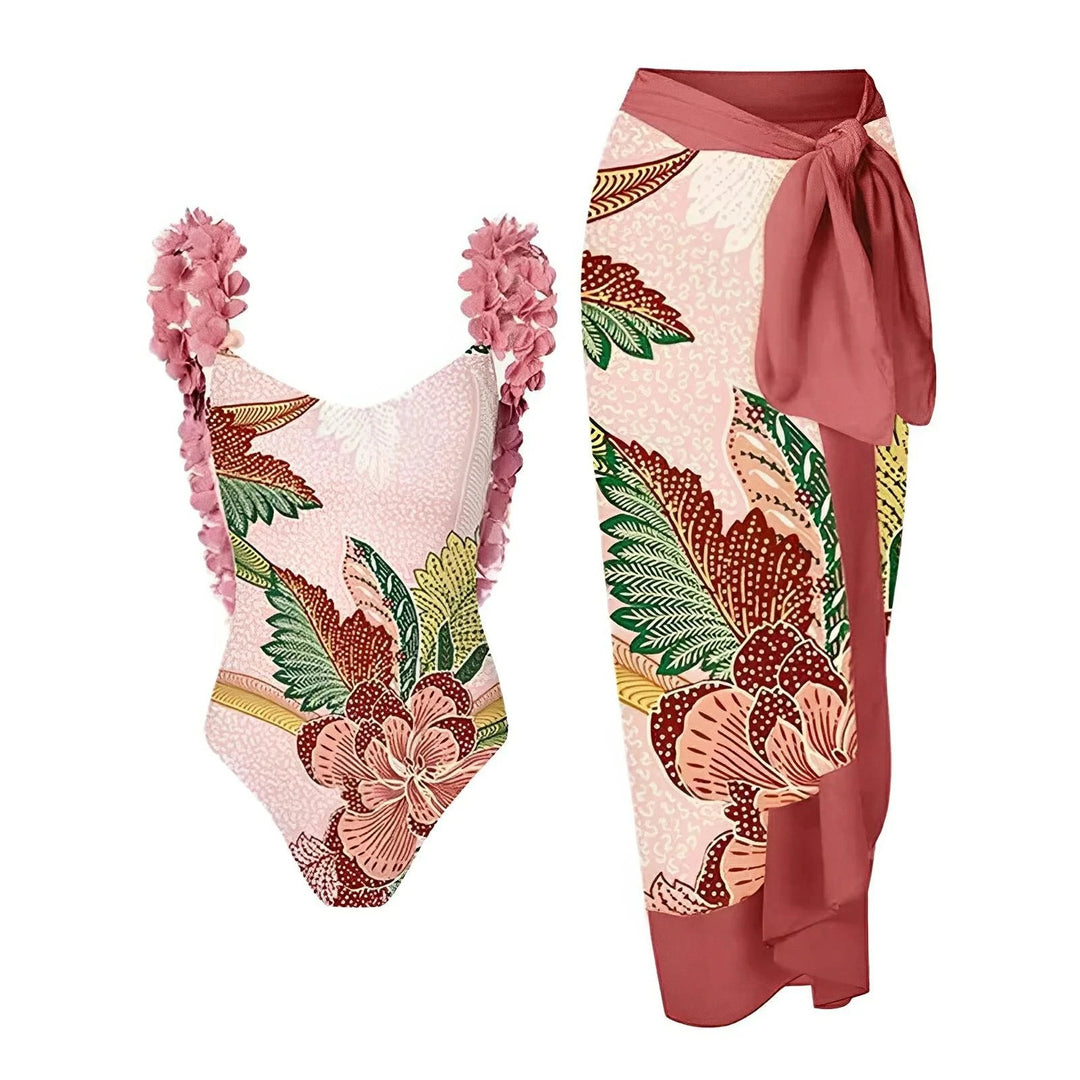Aurore One-Piece Swimsuit and Sarong Set VERITI Pink S 
