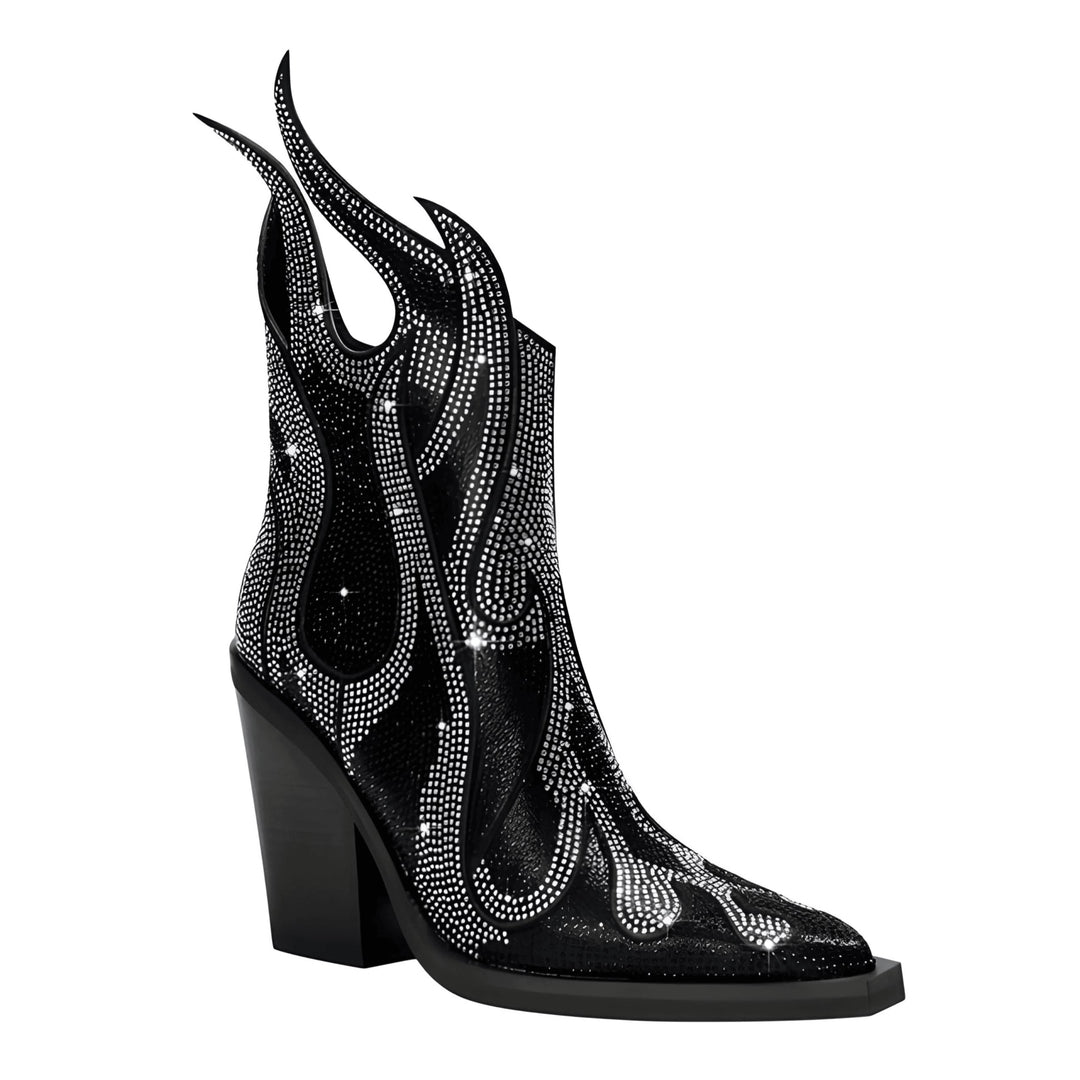 Blaze Rhinestone Ankle Boots VERITI Black 6 