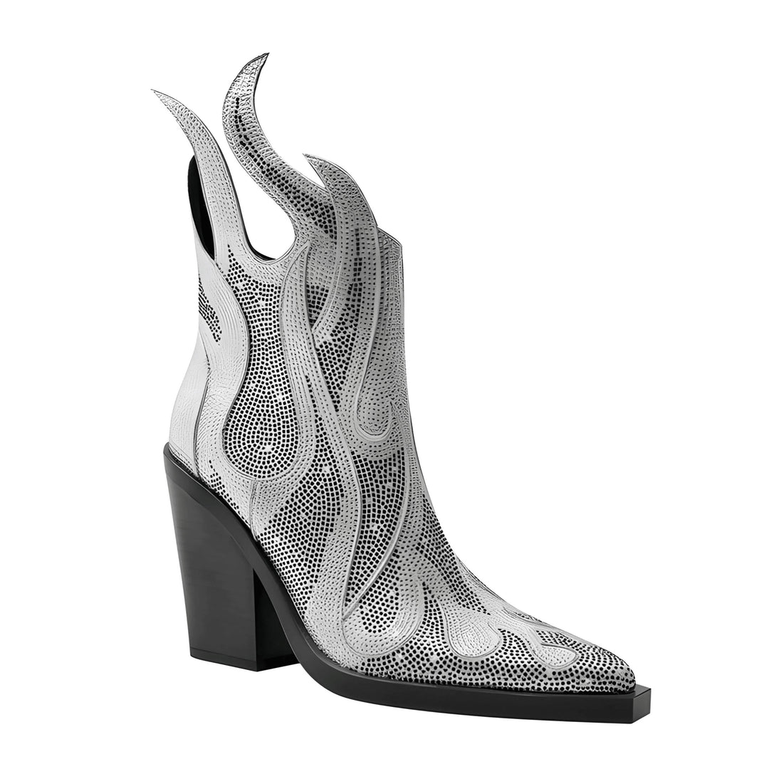 Blaze Rhinestone Ankle Boots VERITI Gray 6 