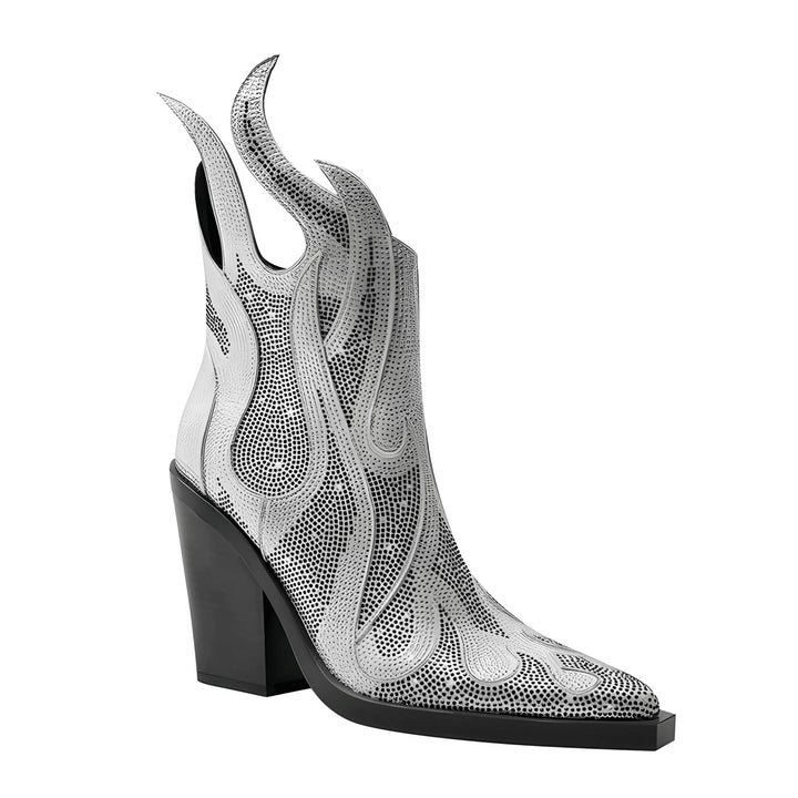 Blaze Rhinestone Ankle Boots VERITI Gray 6 