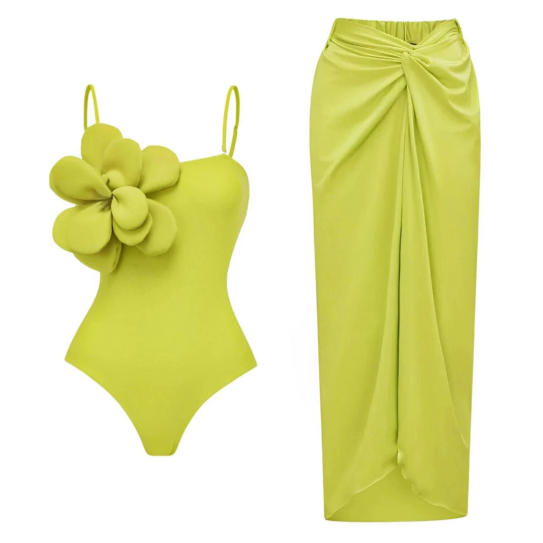 Brigitte One-Piece Swimsuit and Sarong Set VERITI Green S 