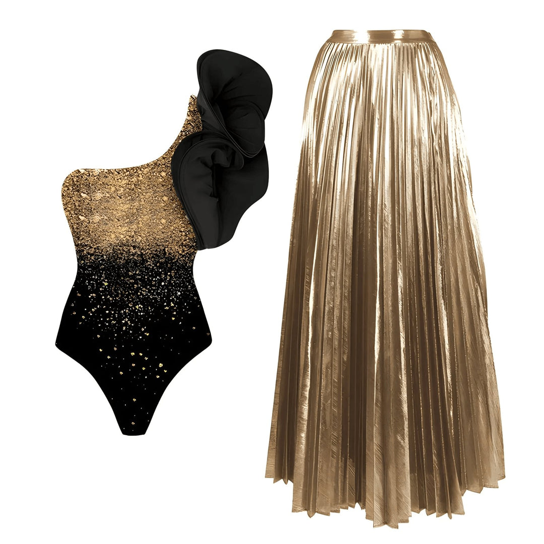 Clemence One-Piece Swimsuit and Sarong Set VERITI Full Set S 
