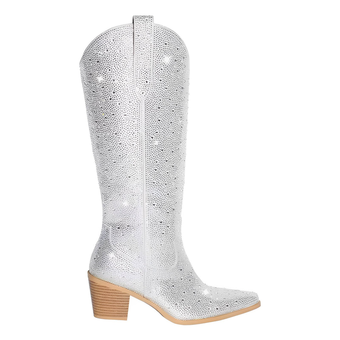 Cleo Rhinestone Boots VERITI Silver 5 