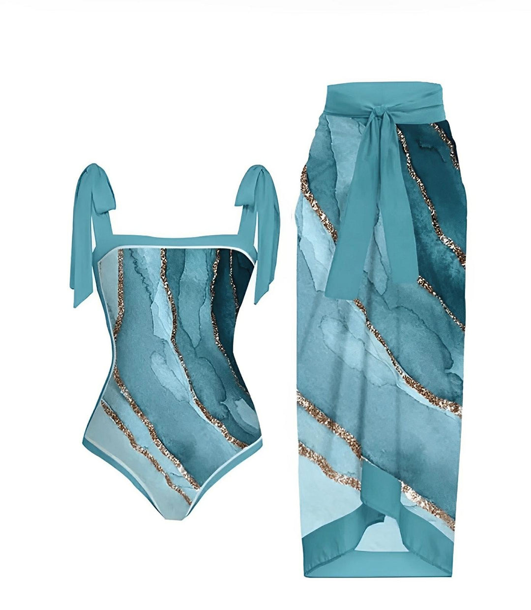 Cyrielle One-Piece Swimsuit and Sarong Set VERITI Light Blue S 
