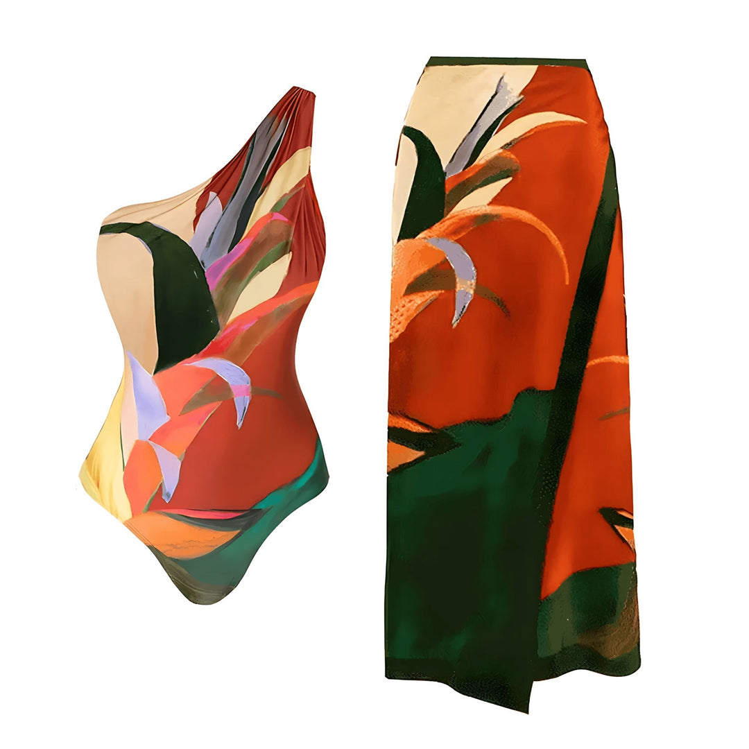 Daphne One-Piece Swimsuit and Sarong Set VERITI Full Set S 