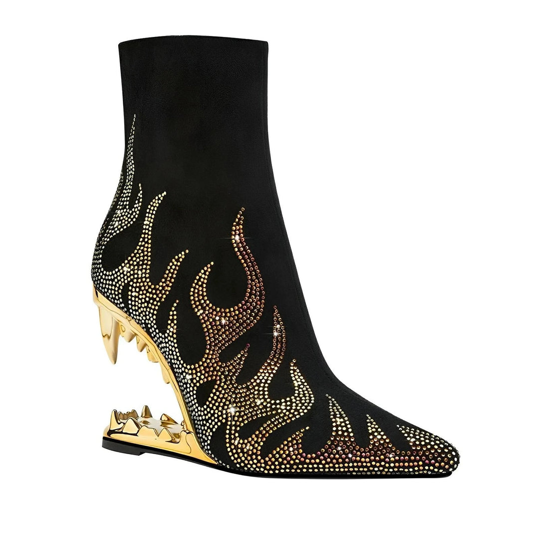 Ember Rhinestone Ankle Boots VERITI Gold 4.5 