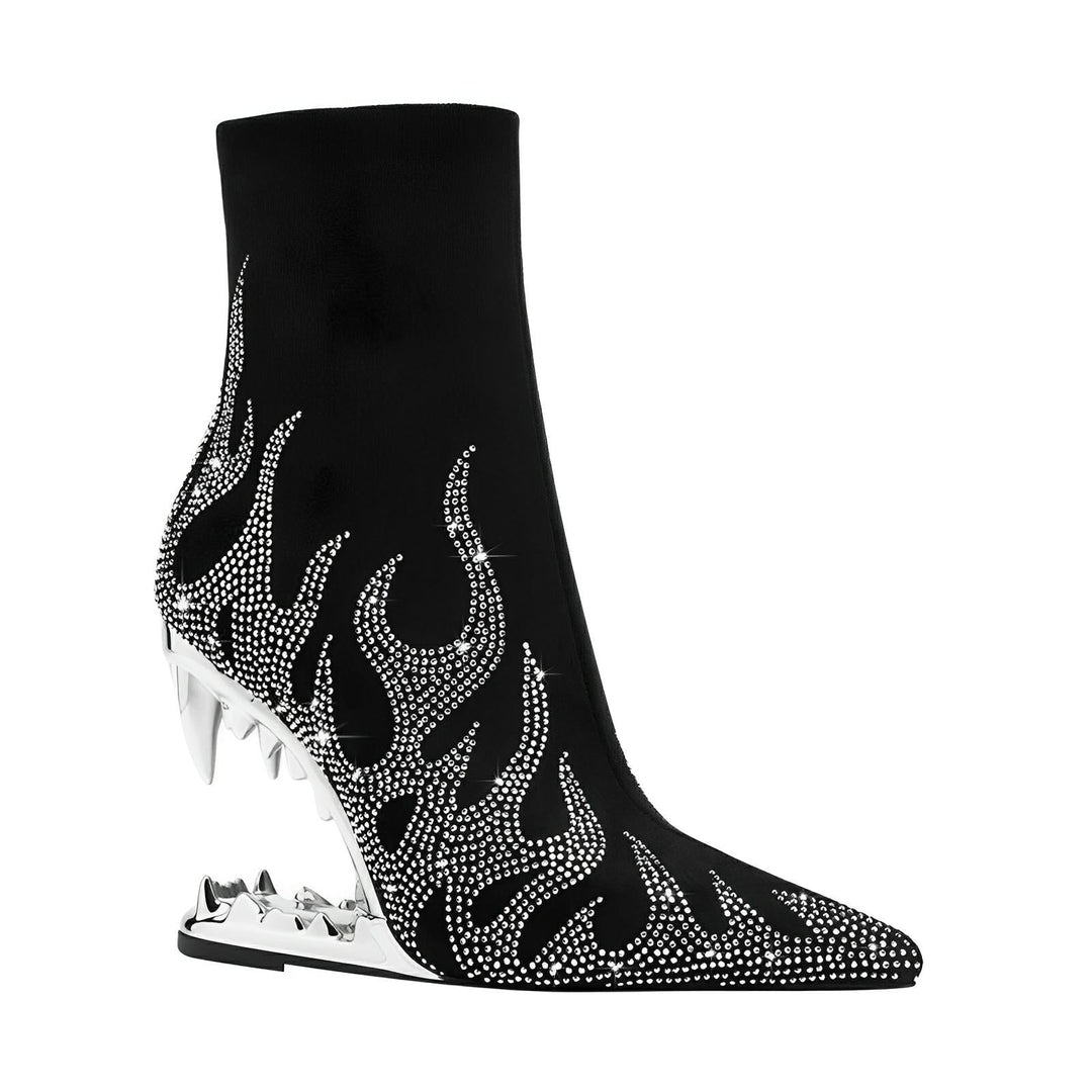Ember Rhinestone Ankle Boots VERITI Silver 4.5 