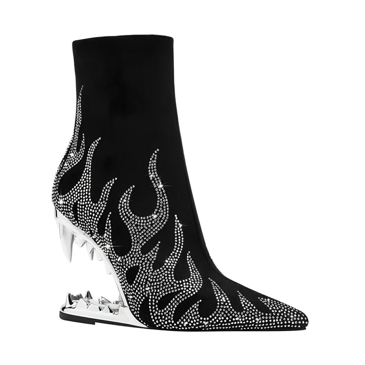 Ember Rhinestone Ankle Boots VERITI Silver 4.5 