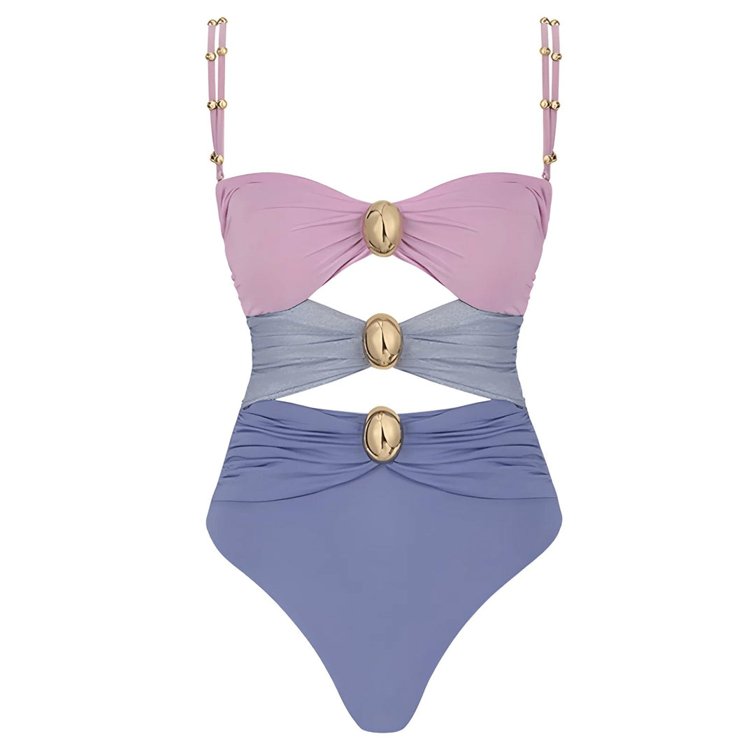 Giselle One-Piece Swimsuit and Sarong Set VERITI Purple Swimsuit S 