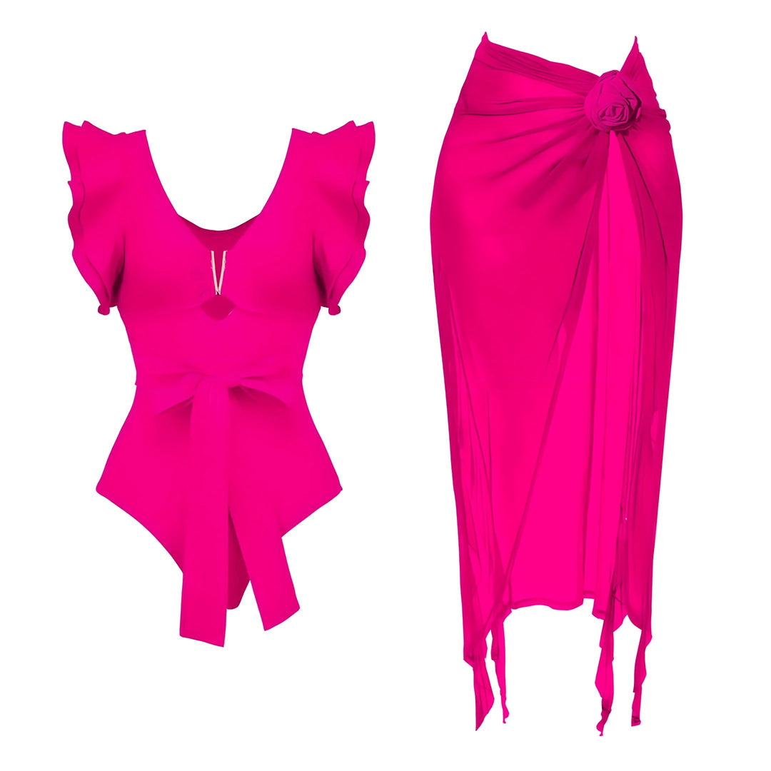 Helene One-Piece Swimsuit and Sarong Set VERITI pink S 