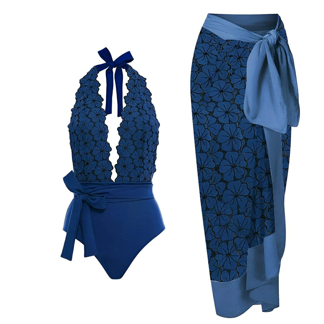 Lea One-Piece Swimsuit and Sarong Set VERITI Blue S 