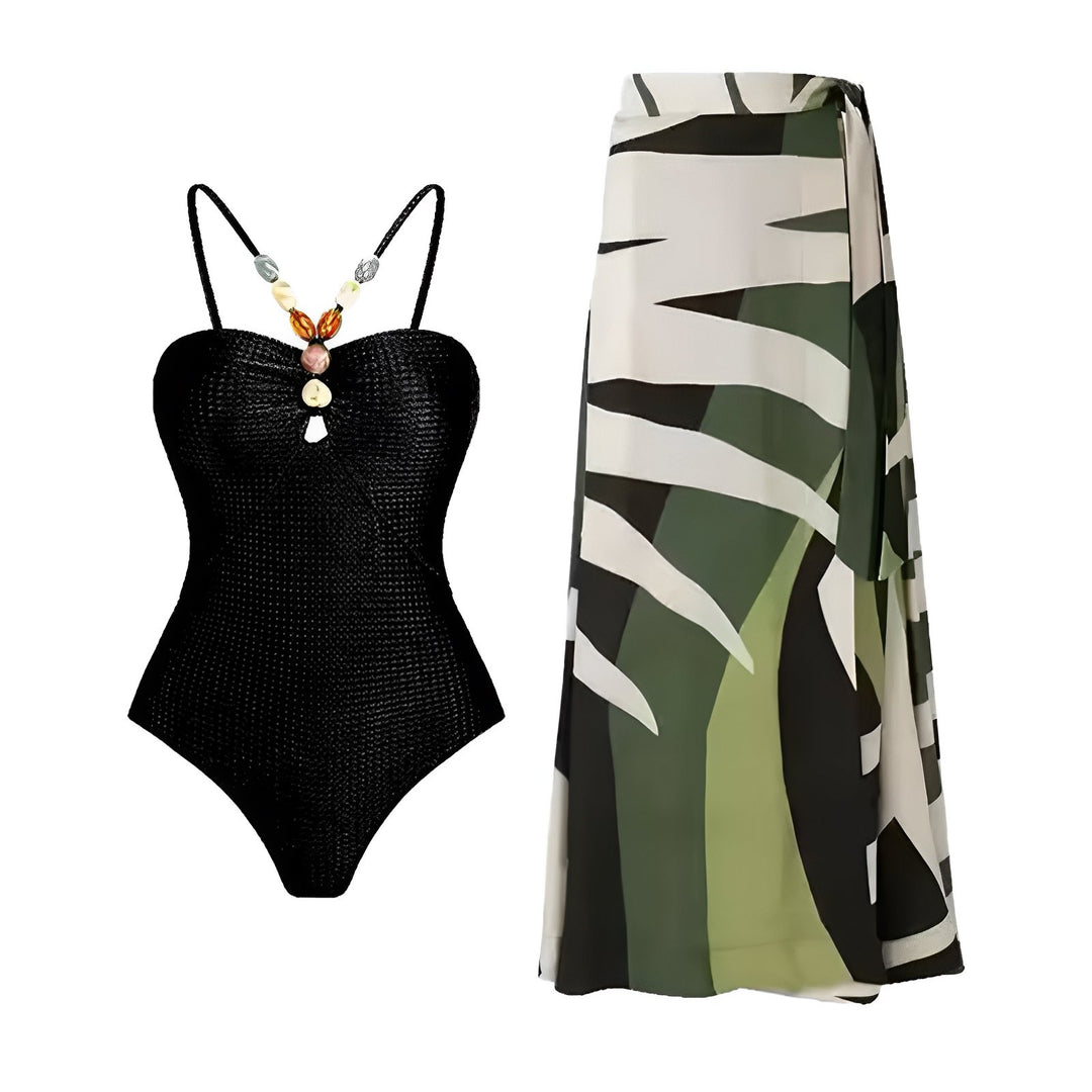 Melisande One-Piece Swimsuit Sarong Set VERITI Black S 