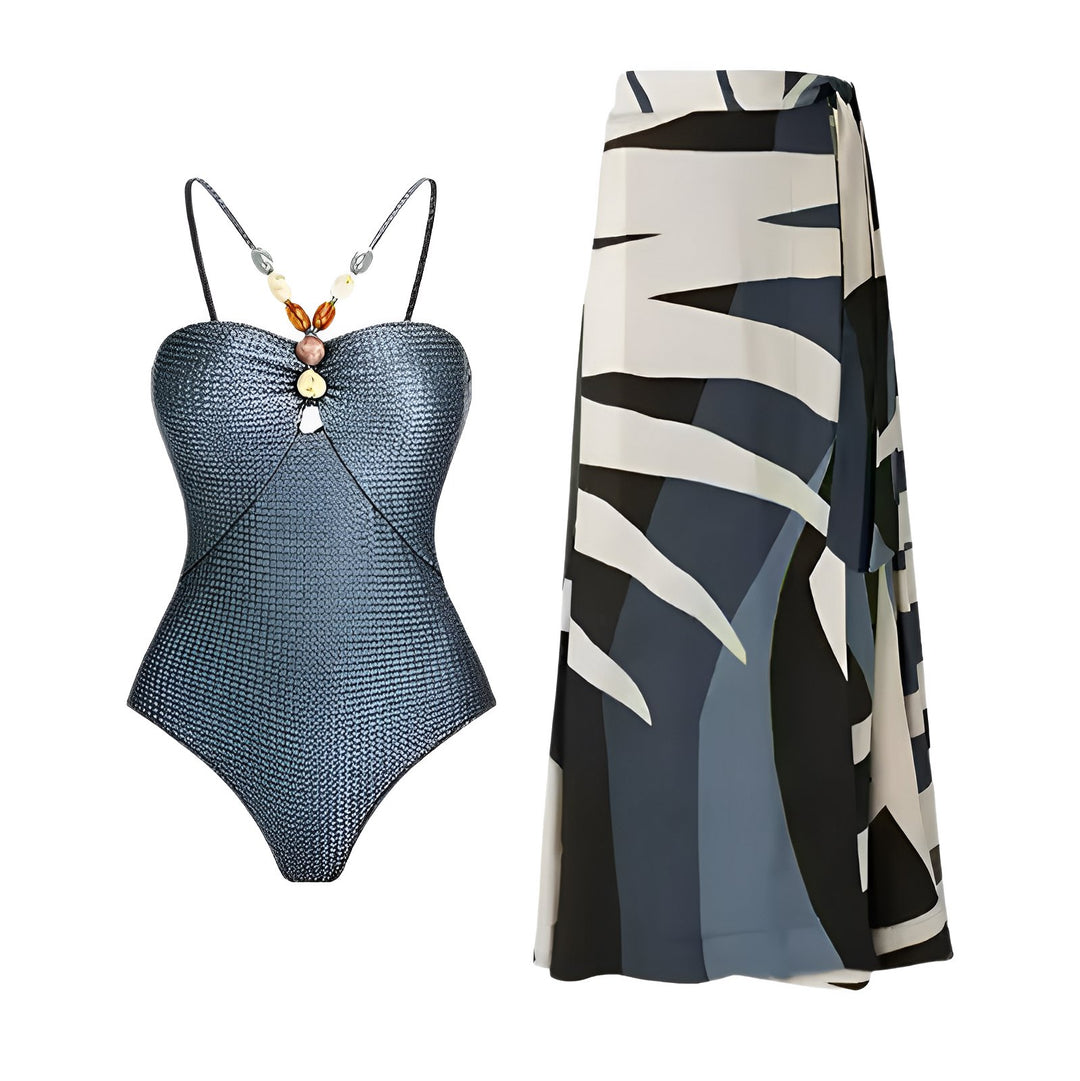 Melisande One-Piece Swimsuit Sarong Set VERITI Blue S 