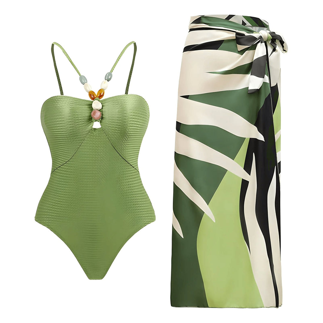 Melisande One-Piece Swimsuit Sarong Set VERITI Green S 