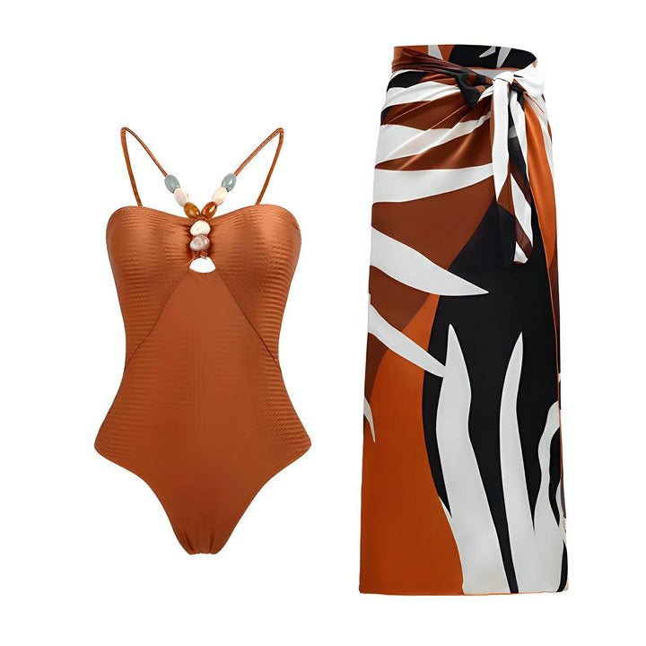 Melisande One-Piece Swimsuit Sarong Set VERITI Orange S 