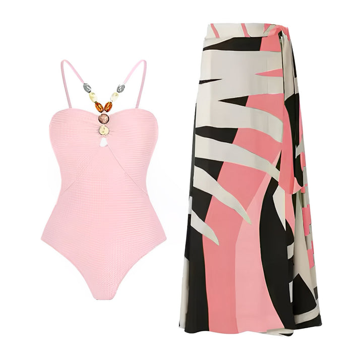 Melisande One-Piece Swimsuit Sarong Set VERITI Pink S 