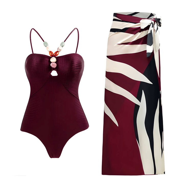 Melisande One-Piece Swimsuit Sarong Set VERITI Red S 