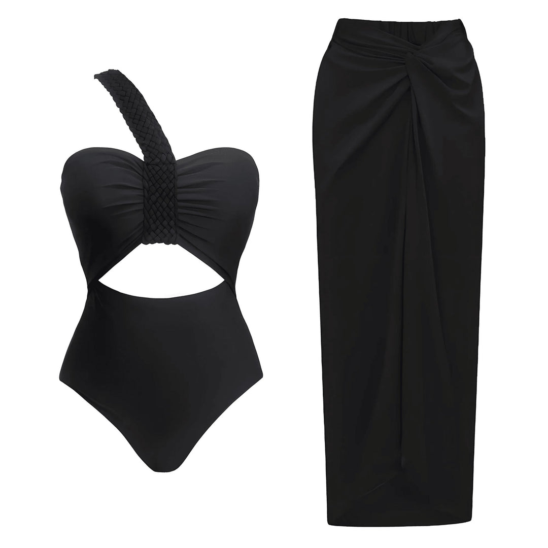Mireille One-Piece Swimsuit and Sarong Set VERITI Black S 