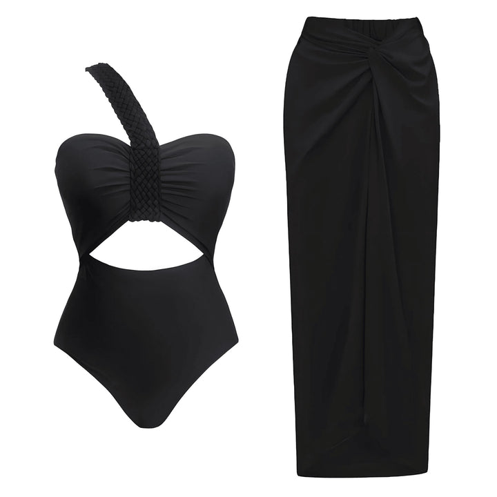 Mireille One-Piece Swimsuit and Sarong Set VERITI Black S 