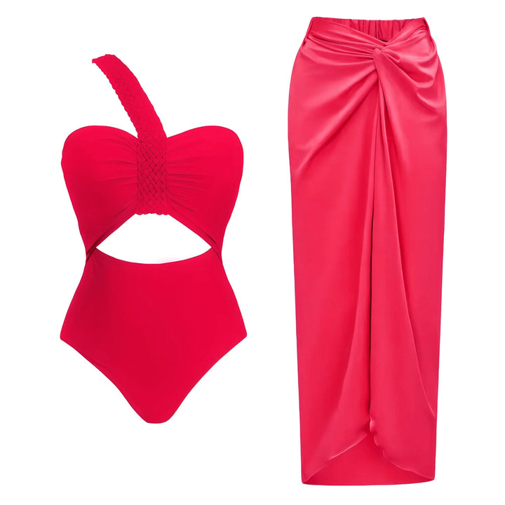 Mireille One-Piece Swimsuit and Sarong Set VERITI Rose Pink S 