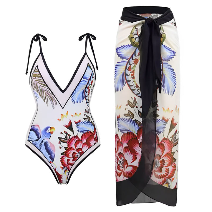 Paulette One-Piece Swimsuit and Sarong Set VERITI Blue S 