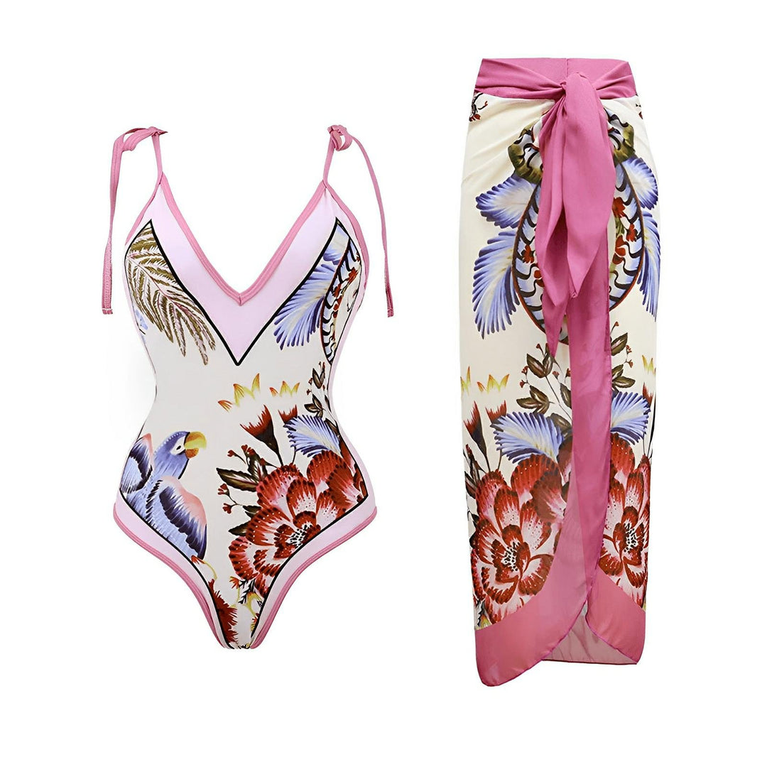 Paulette One-Piece Swimsuit and Sarong Set VERITI Pink S 
