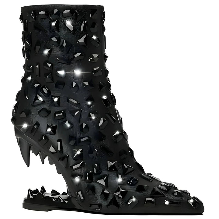 Roxane Rhinestone Ankle Boots VERITI Black 5 