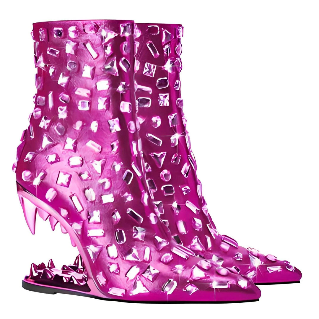 Roxane Rhinestone Ankle Boots VERITI Pink 5 