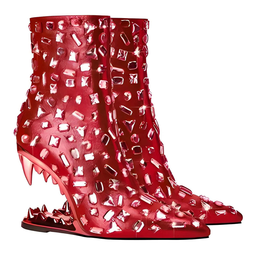 Roxane Rhinestone Ankle Boots VERITI Red 5 