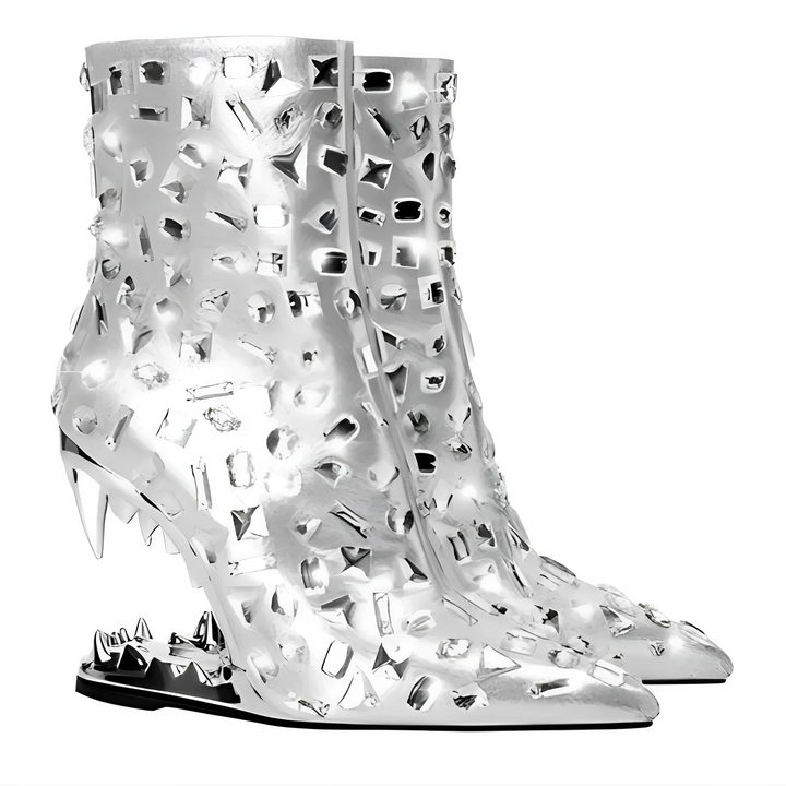 Roxane Rhinestone Ankle Boots VERITI Silver 5 