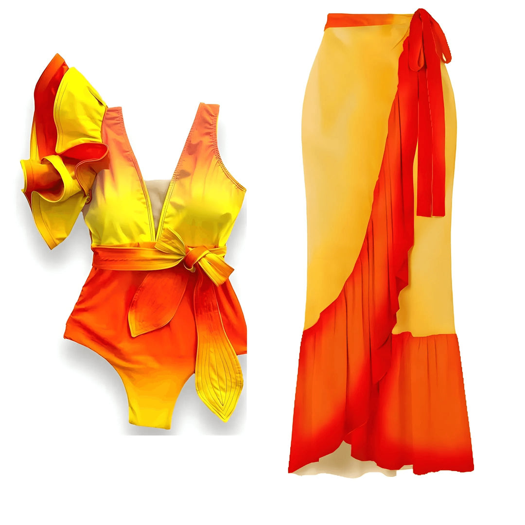 Sunset One-Piece Swimsuit and Sarong Set VERITI S 