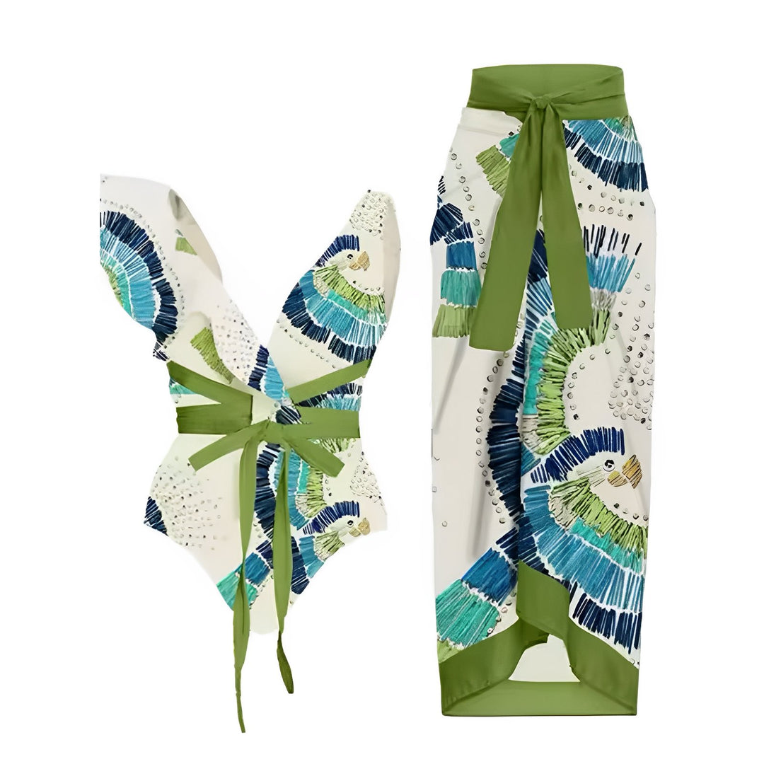 Vivienne One-Piece Swimsuit and Sarong Set VERITI Green S 